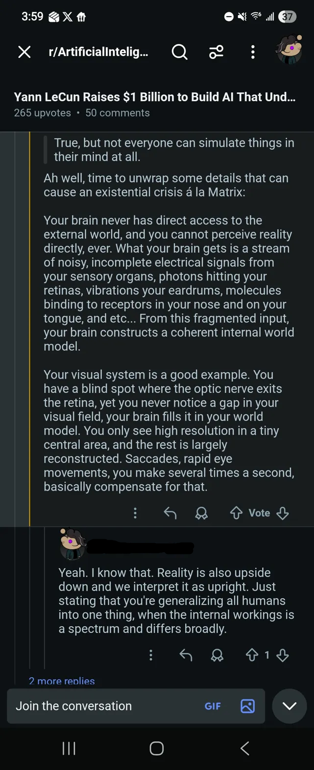 Reddit thread screenshot: follow-up reply